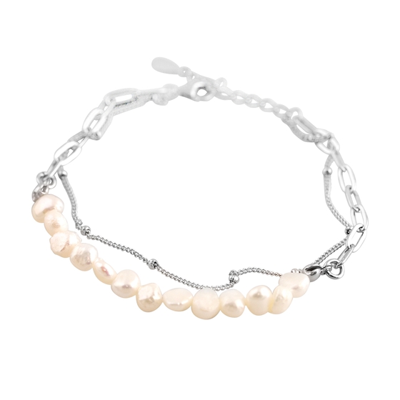 Silver bracelet with baroque pearls
