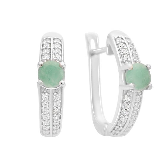 Sterling silver earrings with emerald 1.528ct, phianites