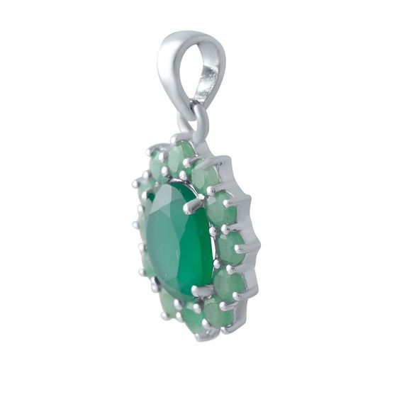 Серебряная подвеска с изумрудом 3.857ct