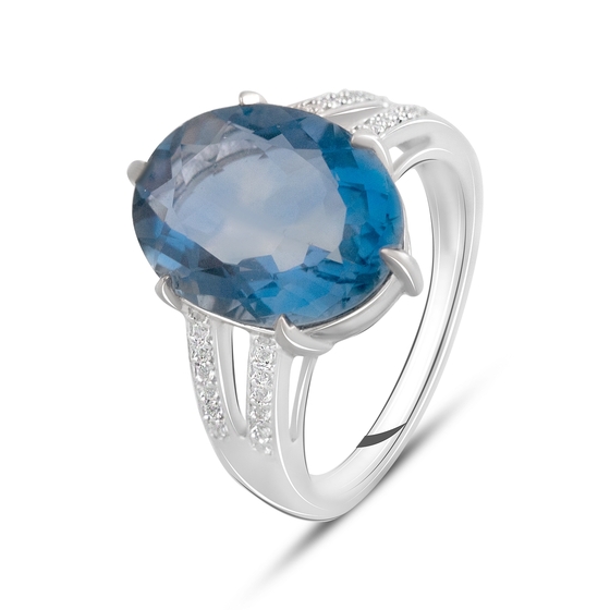 Silver ring with 10.18ct fluorite, white topaz