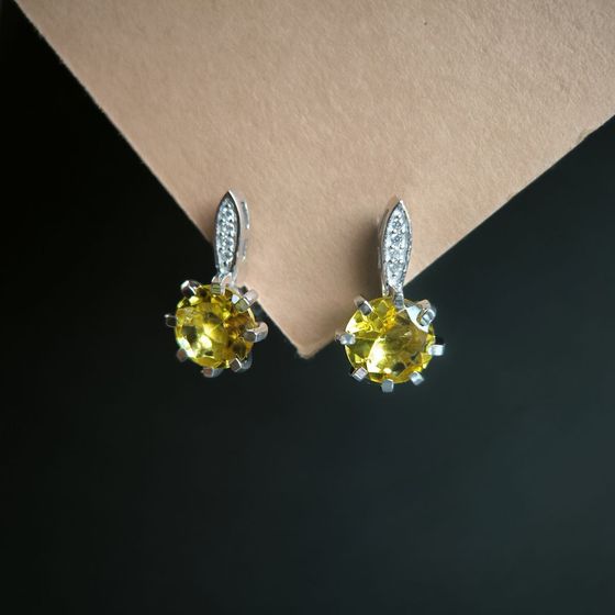 Серебряные серьги с цитрином nano 3.142ct