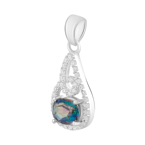Silver pendant with mystic topaz