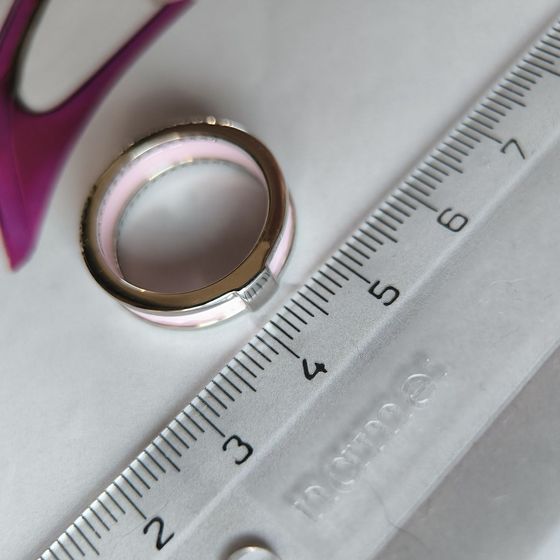 Silver ring with ceramic and cubic zirconia