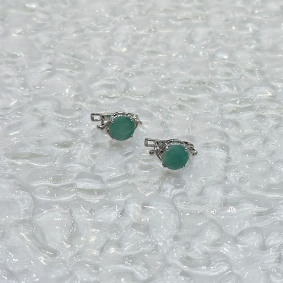 Серебряные серьги с изумрудом 3.308ct