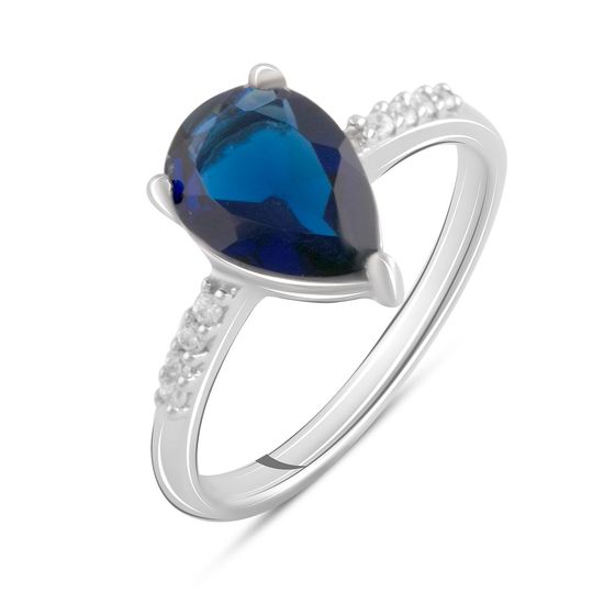 Silver ring with nano 1.703ct sapphire