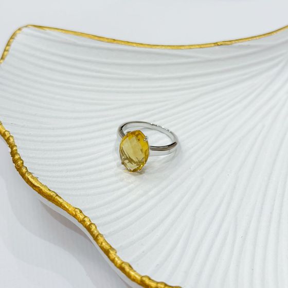 Silver ring with a 5.25 ct nano citrine