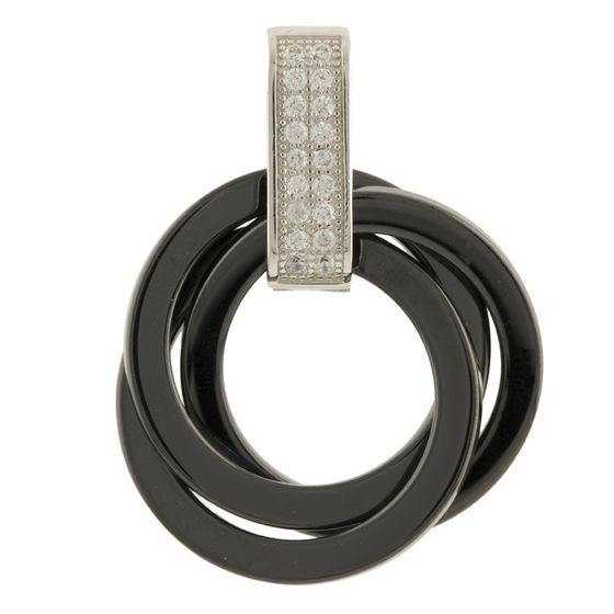 Silver pendant with ceramics, phianites