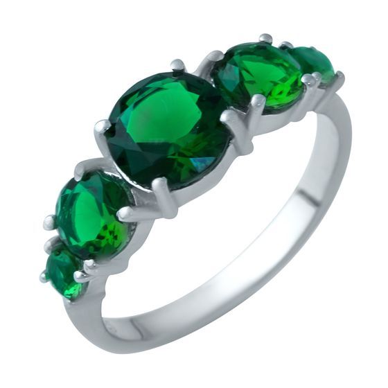 Silver ring with emerald nano 1.9ct