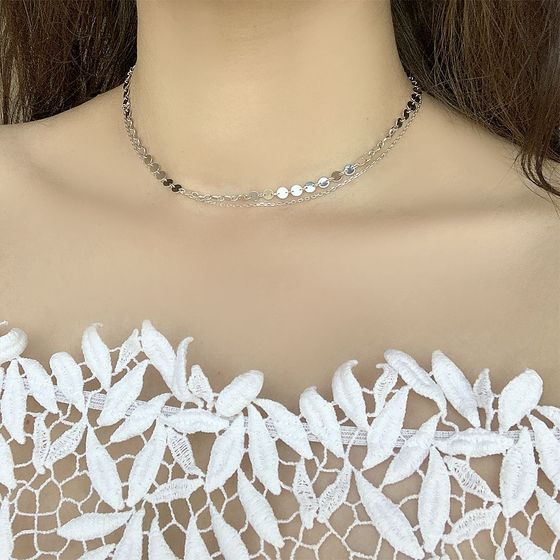 Серебряное колье без камней