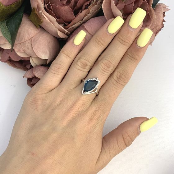 Серебряное кольцо с топазом Лондон Блю 2.935ct