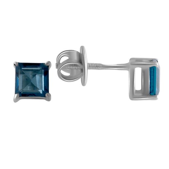 Silver Earrings with London Blue Topaz, 1.204 ct