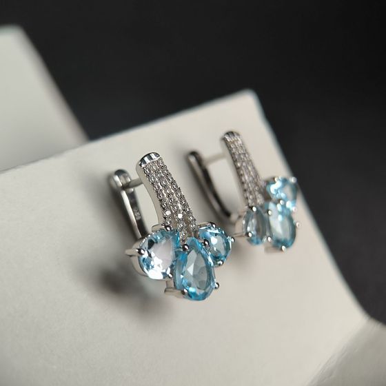 Серебряные серьги с топазом 8.333ct
