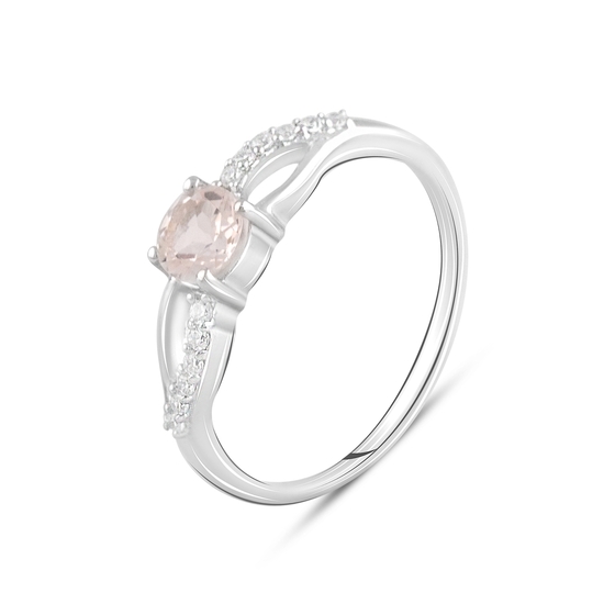 Silver ring with morganite nano 0.657ct, phianites