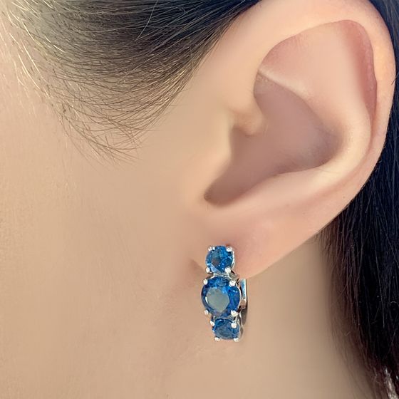 Серебряные серьги с топазом Лондон Блю 3.767ct