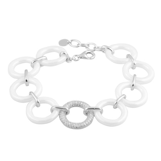 Silver bracelet with ceramics