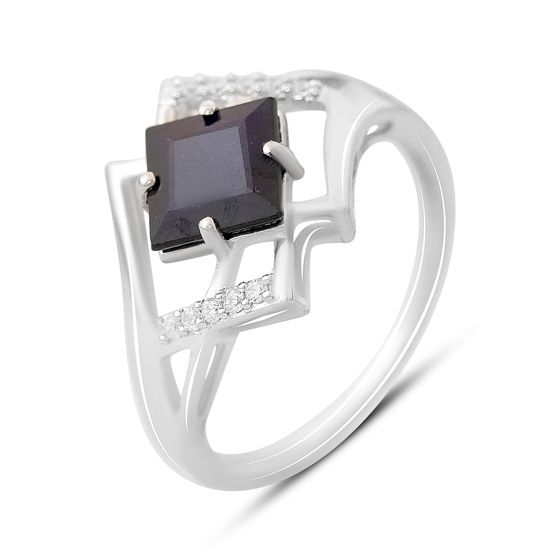 Sterling silver ring with sapphire 2.13ct, phianites