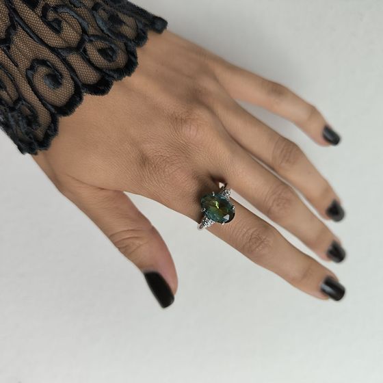 Срібна каблучка з містик топазом 3.78ct