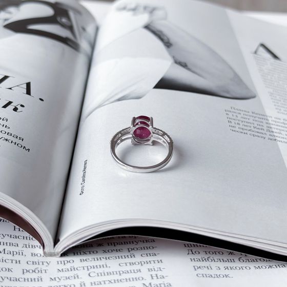 Silver ring with a ruby
