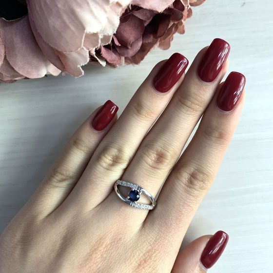 Silver ring with sapphire