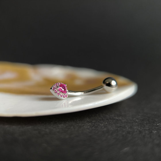 Silver piercing with cubic zirconia