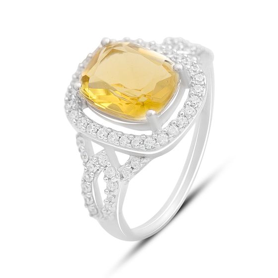 Silver ring with nano 3.383ct citrine