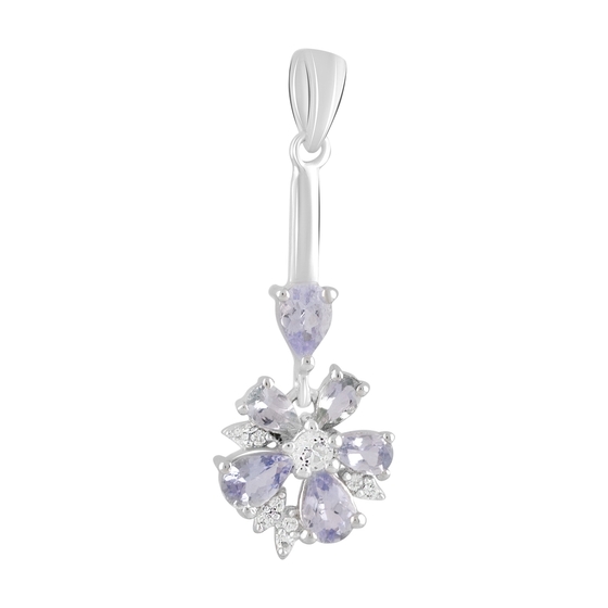 Silver pendant with 1.905ct tanzanite, white topaz