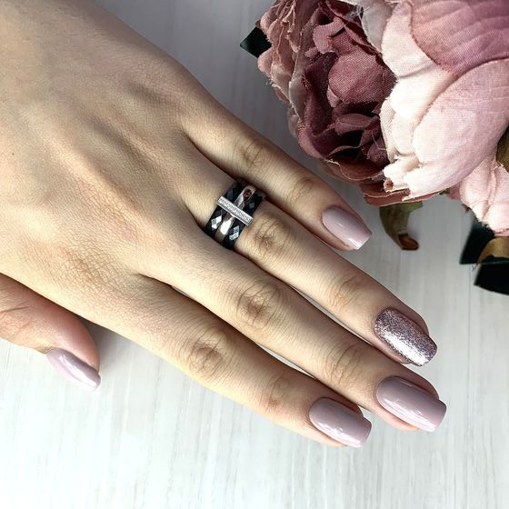 Silver ring with ceramics