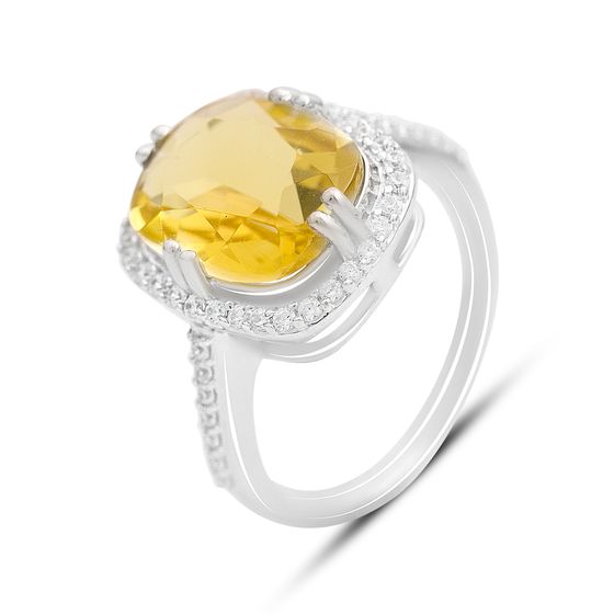 Silver ring with citrine nano