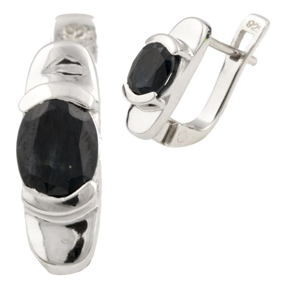 Silver earrings with sapphire
