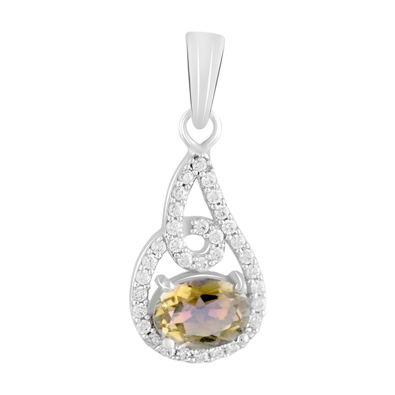 Silver pendant with citrine nano 1.6ct, phianites