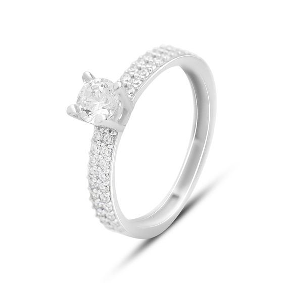 Золота каблучка з фіанітами 0.6ct