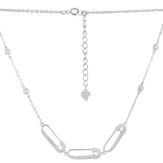 Silver necklace with phianites