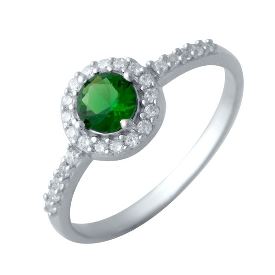 Silver ring with a 0.74-carat nano emerald
