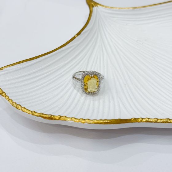 Silver ring with citrine nano