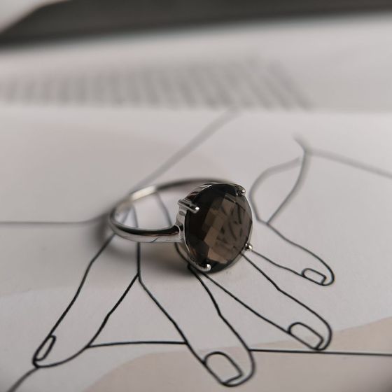Silver ring with rauchtopaz (smoky quartz)