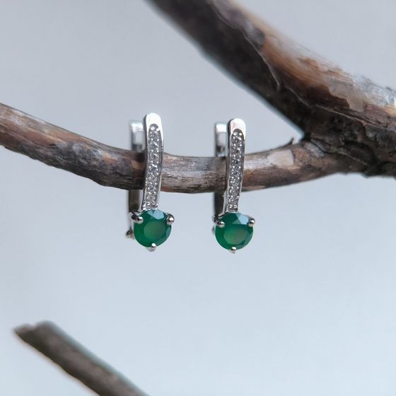 Серебряные серьги с агатом 1.069ct