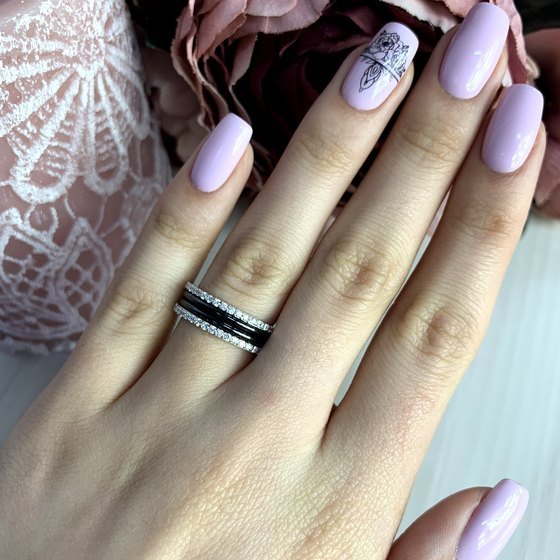 Silver ring with ceramics