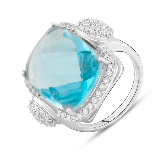 Silver ring with aquamarine nano