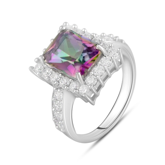 Silver ring with mystic topaz 4.15ct