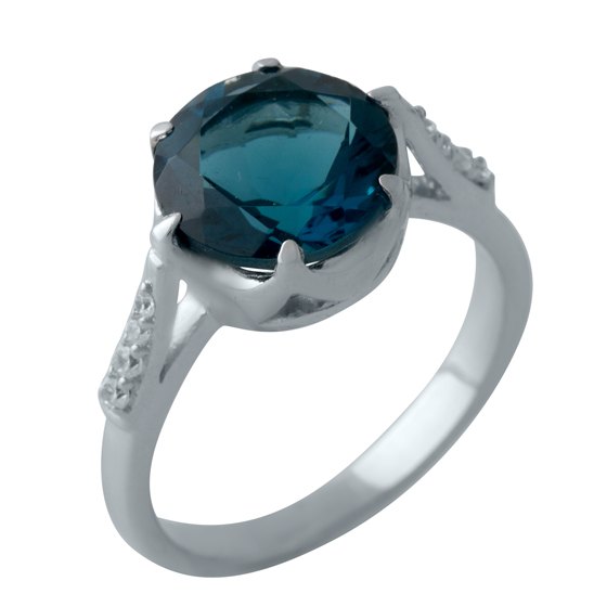 Silver ring with topaz London Blue 3.089ct