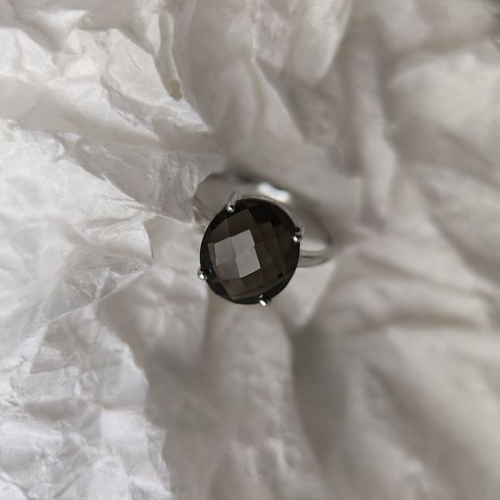 Silver ring with rauchtopaz (smoky quartz)