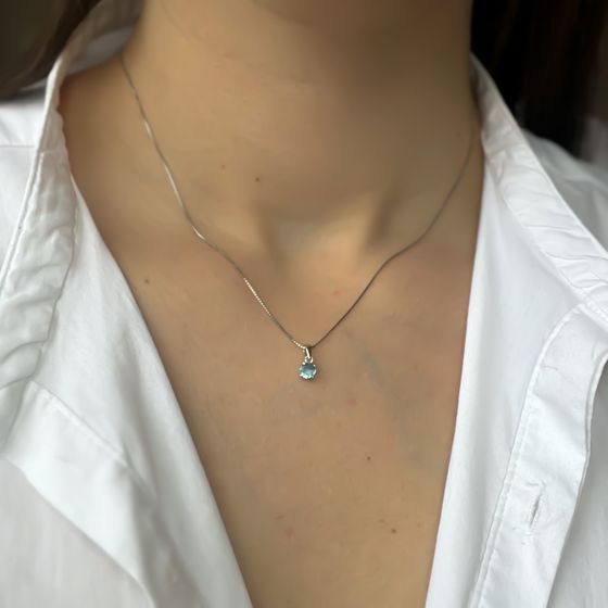 Silver Pendant with a 0.35-carat London Blue Topaz