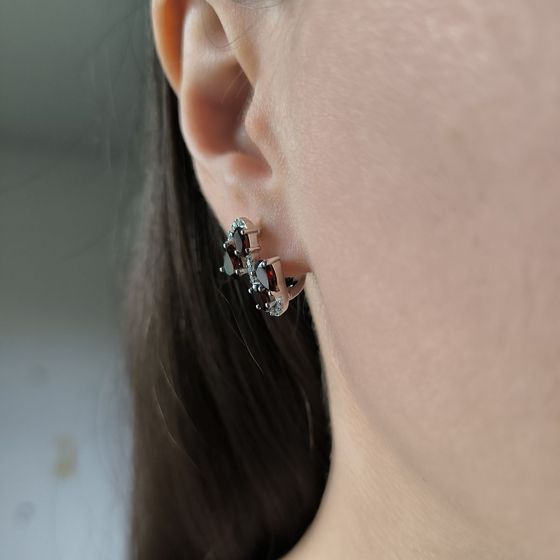 Срібні сережки з гранатом 3.468ct