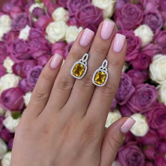 Silver earrings with citrine nano 6.362ct