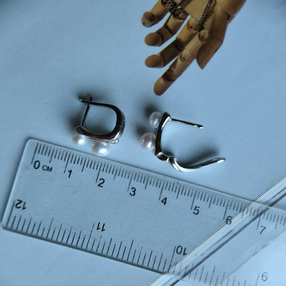 Срібні сережки з перлами 4.75ct