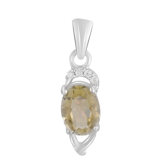 Silver pendant with citrine nano 1.15ct, phianites