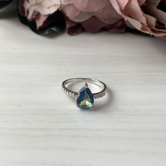 Silver ring with mystic topaz 3.287ct
