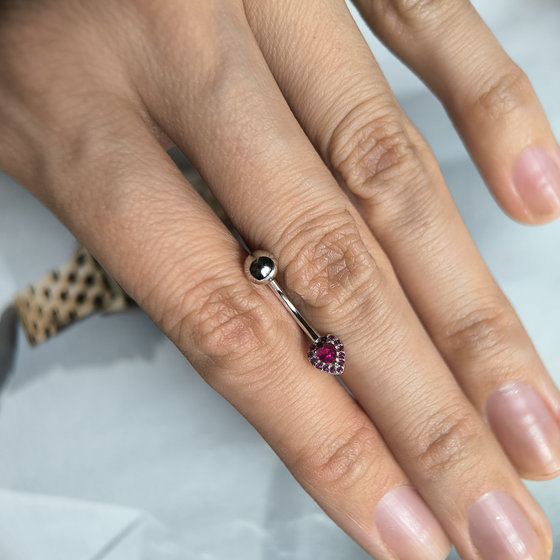 Silver piercing with cubic zirconia