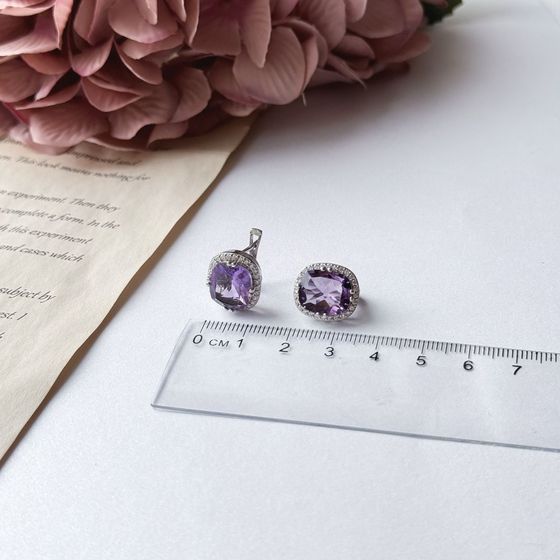 Серебряные серьги с аметистом 10.782ct