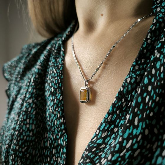 Серебряная подвеска с цитрином nano 3ct